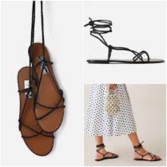 ZARA leather braided strap sandals - Picture 9 of 9